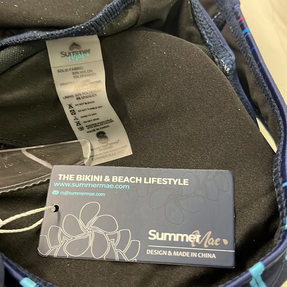 NWT One Piece High Waist Printing Swim Dress Padded - Picture 3 of 3